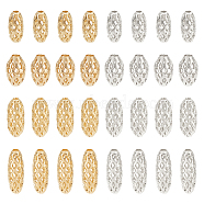 Elite 80Pcs 8 Styles Brass Beads, Long-Lasting Plated, Hollow Out, Rice, Golden & Silver, 8~11x4~5mm, Hole: 1.4~1.5mm, 10pcs/style(KK-PH0006-22)
