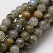 Natural Labradorite Round Beads Strands, 8mm, Hole: 1mm, about 48pcs/strand, 15.7 inch(G-E329-8mm-48)