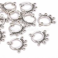 Antique Silver Tibetan Style Ring Chandelier Component Links for Dangle Earring Making, Lead Free and Cadmium Free and Nickel Free, 26x25x2mm, Hole: 1.5mm(X-EA9736Y-NF)