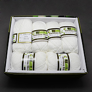 Soft Baby Yarns, with Bamboo Fibre and Silk, White, 1mm, about 50g/roll, 6rolls/box(YCOR-R024-ZM001)