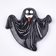 Resin Cabochons, Ghost, Halloween, Black, 28x27.5x6mm(X-CRES-T010-102A)