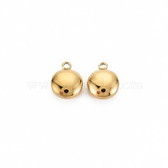 Ion Plating(IP) 304 Stainless Steel Charms, Flat Round, Real 14K Gold Plated, 10x8x4.5mm, Hole: 1.4mm(STAS-N097-149LG)