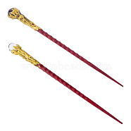 2Pcs 2 Styles Natural Garnet & Quartz Crystal Magic Wand, Wood Cosplay Magic Wand, for Witches and Wizards, 230~240x14~20mm, 1pc/style(DJEW-DC0001-10C)