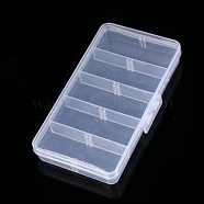 Transparent Plastic Bead Containers, with 5 Compartments, for DIY Art Craft, Nail Diamonds, Bead Storage, Rectangle, Clear, 12.7x6.8x1.6cm(CON-YW0001-44)