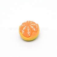 Resin Beads, Imitation Food, No Hole, Orange, Green, 16x13~13.5mm(RESI-CJC0002-03B)