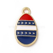 American Flag Style Alloy Enamel Pendants, Cadmium Free & Nickel Free & Lead Free, Golden, Egg Charms, Colorful, 18x10x1.5mm, Hole: 1.8mm(ENAM-M046-04G)