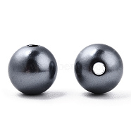 Spray Painted ABS Plastic Imitation Pearl Beads, Round, Gray, 10x9.5mm, Hole: 2mm, about 1040 pcs/500g(OACR-T015-05C-01)
