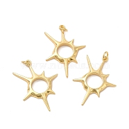 Rack Plating Eco-Friendly Brass Pendants, with Jump Rings, Long-Lasting Plated, Lead Free & Cadmium Free, Star Charm, Real 18K Gold Plated, 27x18.5x2mm, Hole: 2.5mm(KK-A177-23G-B)