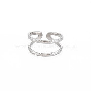 304 Stainless Steel Double Line Open Cuff Ring for Women, Stainless Steel Color, US Size 8(18.1mm)(RJEW-S405-200P)
