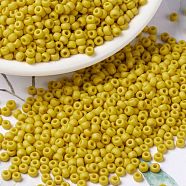 MIYUKI Round Rocailles Beads, Japanese Seed Beads, 8/0, (RR2311) Matte Opaque Canary, 3mm, Hole: 1mm, about 19000~20500pcs/pound(SEED-G008-RR2311)
