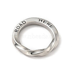 Tarnish Resistant 304 Stainless Steel Linking Rings, Ring with Word ROAD HERE, Stainless Steel Color, 25x3mm(STAS-E058-10P)