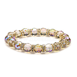 Sparkling Multi-Colored Crystal Glass Bead Bracelet with 96 Facets, Earth Design - 8/10mm(ST2329029)