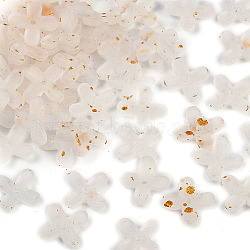 Metal Enlaced Acrylic Bead Caps, Flower, White, 11.5x11.5x3mm, Hole: 1.5mm, about 3846pcs/500g(OACR-G044-01B)