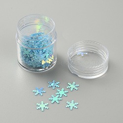 PVC Plastic Shiny Nail Art Glitter, Manicure Sequins, DIY Nail Art Decoration, Snowflake, Light Sky Blue, 8x7.5x0.2mm(MRMJ-WH0086-20D)