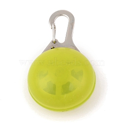 Plastic & Iron LED Collar Light, Carabiner Clip Dog Light, Pet Supplies, Half Round, Built-in Battery, Yellow Green, 53mm, Pendant: 32.5x22mm, Hole: 15.5x6mm(AJEW-P080-03)