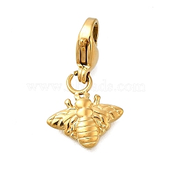 Bees 304 Stainless Steel Pendant Decorations, Ion Plating(IP), with Lobster Claw Clasp, Real 14K Gold Plated, 20mm(STAS-R159-02G)