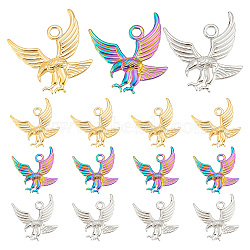 ARRICRAFT 12Pcs 3 Colors 304 Stainless Steel Pendants, Eagle, Mixed Color, 35.5x30x3mm, Hole: 3.5mm, 4pcs/color(STAS-AR0001-89)