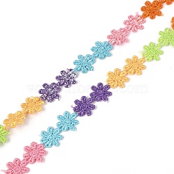 Daisy Flower Polyester Lace Trims, Embroidered Applique Sewing Ribbon, for Sewing and Art Craft Decoration, Colorful, 1/2 inch(14mm), 15 yards/roll(13.72m/roll)(OCOR-H109-05B)