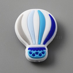 Silicone Beads, Hot Air Balloon, Colorful, 28x22x9.5mm, Hole: 2mm(AJEW-WH0304-20A)