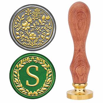 Halloween Wax Seal Stamp Set, 2Pcs Sealing Wax Stamp Solid Brass Heads with 1Pc Wood Handles, for Envelopes Invitations, Gift Card, Letter S, 75x22mm, 25mm, 3pcs/set