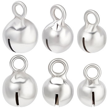 6Pcs 3 Styles 925 Sterling Silver Pendants, Soniferous Bell Charm, Silver, 6.4~9x4~6.2x4.2~6.3mm, Hole: 1.5~1.7mm, 2pcs/style