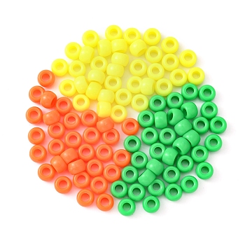 300Pcs 3 Colors Resin European Large Hole Beads, Barrel, Mixed Color, 8x5~6mm, Hole: 4mm, 100pcs/color