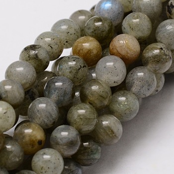 Natural Labradorite Round Beads Strands, 8mm, Hole: 1mm, about 48pcs/strand, 15.7 inch