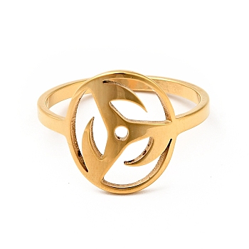 Ion Plating(IP) 201 Stainless Steel Wheel Finger Ring for Women, Golden, US Size 6 1/4(16.7mm)