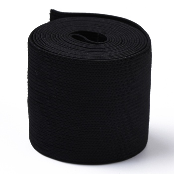 Flat Elastic Rubber Cord/Band, for Webbing Garment Sewing Accessories, Black, 50mm, about 5.46 yards(5m)/bundle