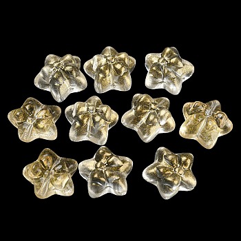 Transparent Glass Beads, Star with Bowknot, Champagne Yellow, 13.5~14x14.5x7~8mm, Hole: 1.2mm