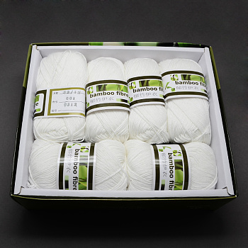 Soft Baby Yarns, with Bamboo Fibre and Silk, White, 1mm, about 50g/roll, 6rolls/box