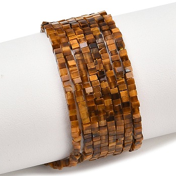 Natural Tiger Eye Beads Strands, Square, 1.5x1.5x1~1.5mm, Hole: 0.5mm, about 344pcs/strand, 14.96''(38cm)