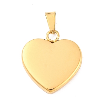 Ion Plating(IP) Fashionable 304 Stainless Steel Stamping Blank Tag Pendants, Heart, Real 18K Gold Plated, 23~25x22x4mm, Hole: 3x6mm