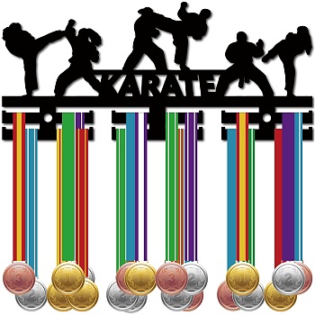 Acrylic Medal Holder, Medals Display Hanger Rack, with Standoff Pins, Medal Holder Frame, Karate, Sports, 129x290x10mm, Hole: 8mm