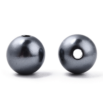 Spray Painted ABS Plastic Imitation Pearl Beads, Round, Gray, 10x9.5mm, Hole: 2mm, about 1040 pcs/500g