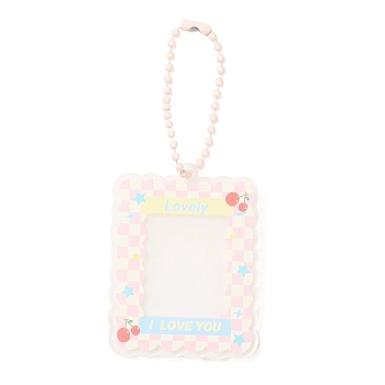 Acrylic Photocard Sleeve Keychain, with Iorn Ball Chains, Rectangle, Lavender Blush, 104mm, Hole: 3mm