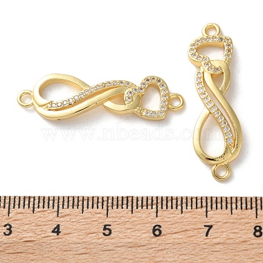 Rack Plating Brass Clear Cubic Zirconia Infinity Heart Connector Charms(KK-C084-13A-G)-3