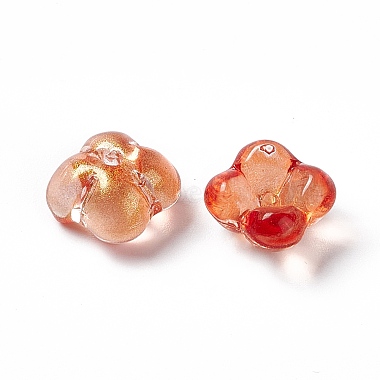FireBrick Flower Glass Beads