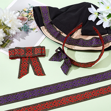 Elite 2Pcs 2 Colors Ethnic Style Embroidery Polyester Ribbons(OCOR-PH0003-91)-5