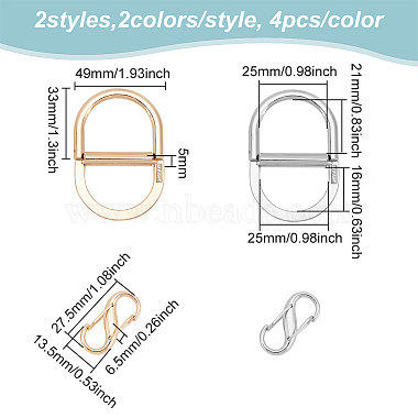 WADORN 16Pcs 4 Style Alloy Bag Strap Adjuster Buckles(DIY-WR0002-99)-2