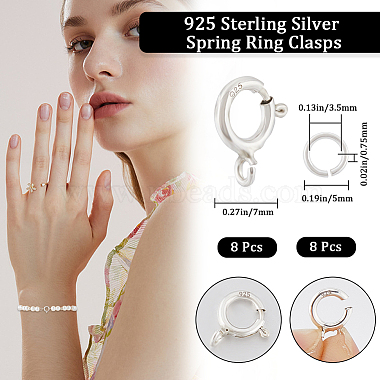 8Pcs 925 Sterling Silver Spring Ring Clasps(STER-CN0001-33A)-2