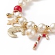 Natural Mashan Jade & Glass Pearl Beaded Stretch Bracelet(BJEW-TA00143)-5