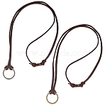 2Pcs 2 Colors Alloy Cowhide Leather Cords Neck Cord, EyeGlass Holder, Mixed Color, 890x4x1.6mm, 1pc/color(AJEW-GF0013-18)