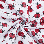 2M Ladybug Pattern Polyester Fabric, Garment Accessories, for DIY Crafts, White, 1500x0.2mm(DIY-WH0061-055)