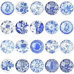 50Pcs Printed Glass Cabochons, Half Round, Steel Blue, 20x6mm(GGLA-YW0001-22)