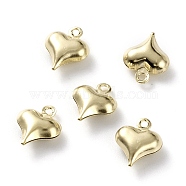 Brass Charms, Heart, Real 24K Gold Plated, 11x9x4mm, Hole: 1mm(KK-H739-03B-G)