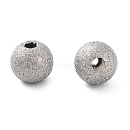 Titanium Beads, Round, Textured, Stainless Steel Color, 4x3.8mm, Hole:1mm(STAS-R224-02B-P)