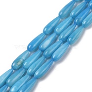 Natural Freshwater Shell Beads Strands, Dyed, Teardrop, Deep Sky Blue, 15.5x5mm, Hole: 0.4mm, about 25pcs/strand, 15.08''(38.3cm)(SHEL-A004-03C)