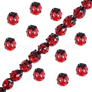 2 Strands Handmade Lampwork Beads, Ladybug, Red, 10.5~14x9~11x5~8mm, Hole: 1~2mm, about 20pcs/Strand, 8.86 inch~9.06 inch(22.5~23cm)(LAMP-SZ0001-22)