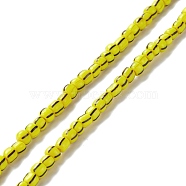 Handmade Lampwork Beads Strands,  2 Tone, Column, Yellow, 4~5.5x2~4mm, Hole: 0.8mm, about 130pcs/strand, 14.96~15.75 inch(38~40cm)(BLOW-K001-01A-08)